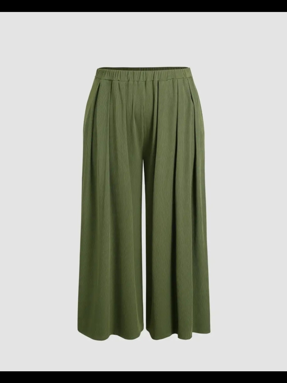 Olive Wide-Leg Palazzo Pants - Picture 5 of 9